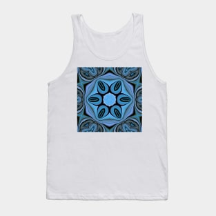 vivid shades of turquoise blue floral fantasy in square format Tank Top